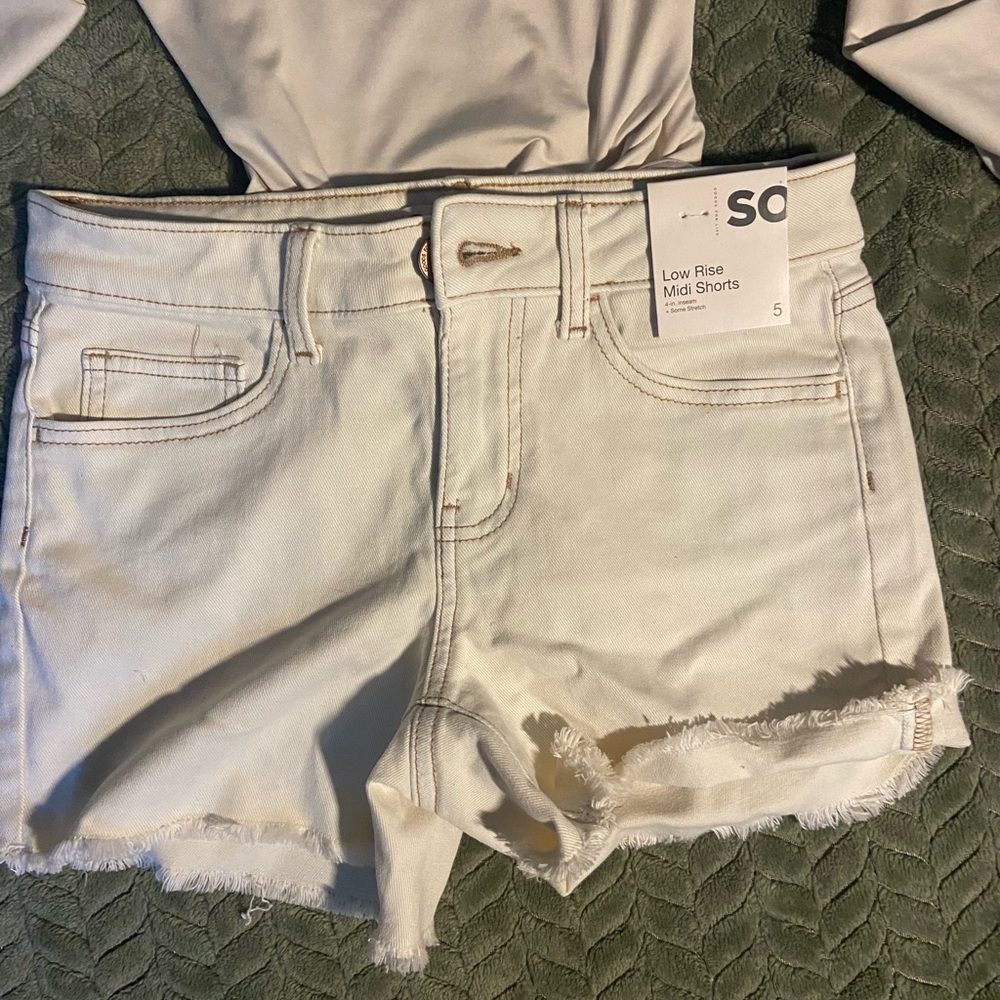 SO White Jean Shorts with Distressed Detailing